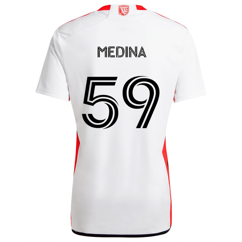 Niño Camiseta Cruz Medina #59 Blanco Rojo 2ª Equipación 2024/25 La Camisa México