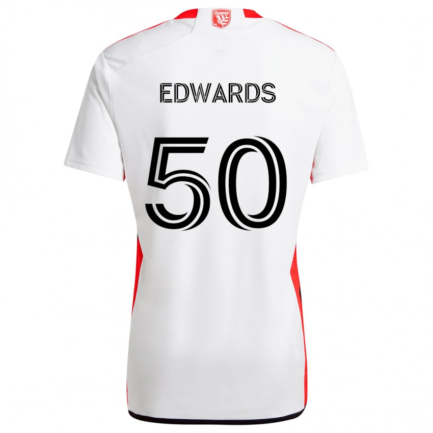 Niño Camiseta Aaron Edwards #50 Blanco Rojo 2ª Equipación 2024/25 La Camisa México