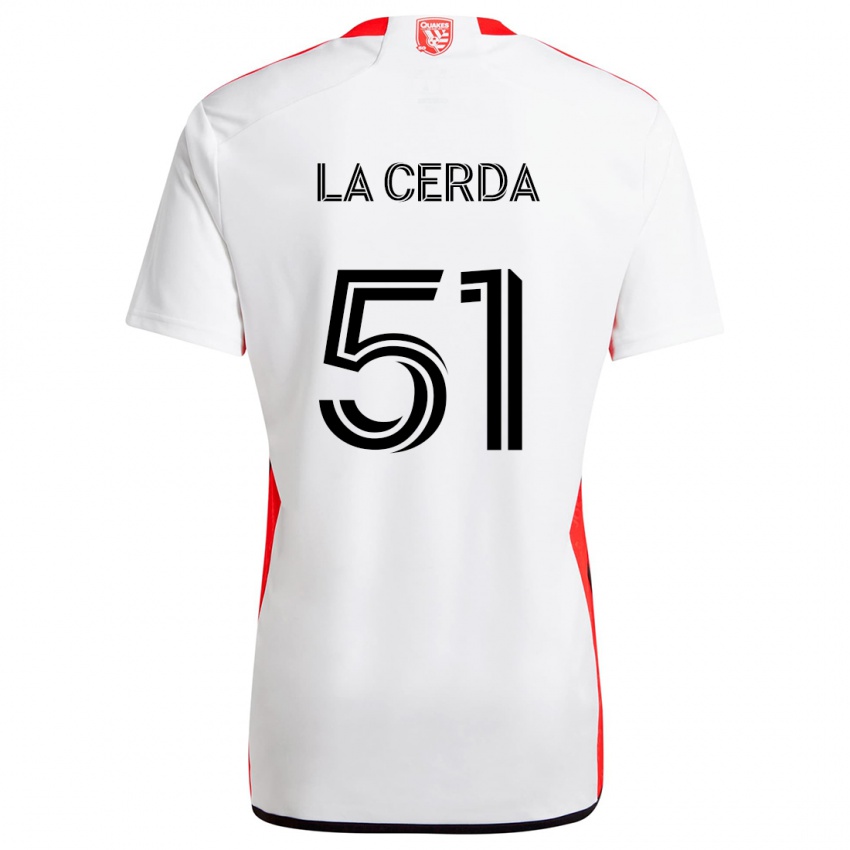 Niño Camiseta Eric De La Cerda #51 Blanco Rojo 2ª Equipación 2024/25 La Camisa México