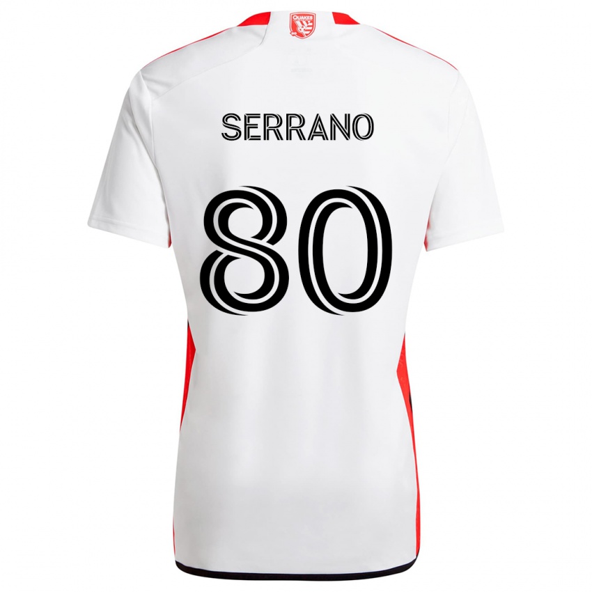 Niño Camiseta David Serrano #80 Blanco Rojo 2ª Equipación 2024/25 La Camisa México