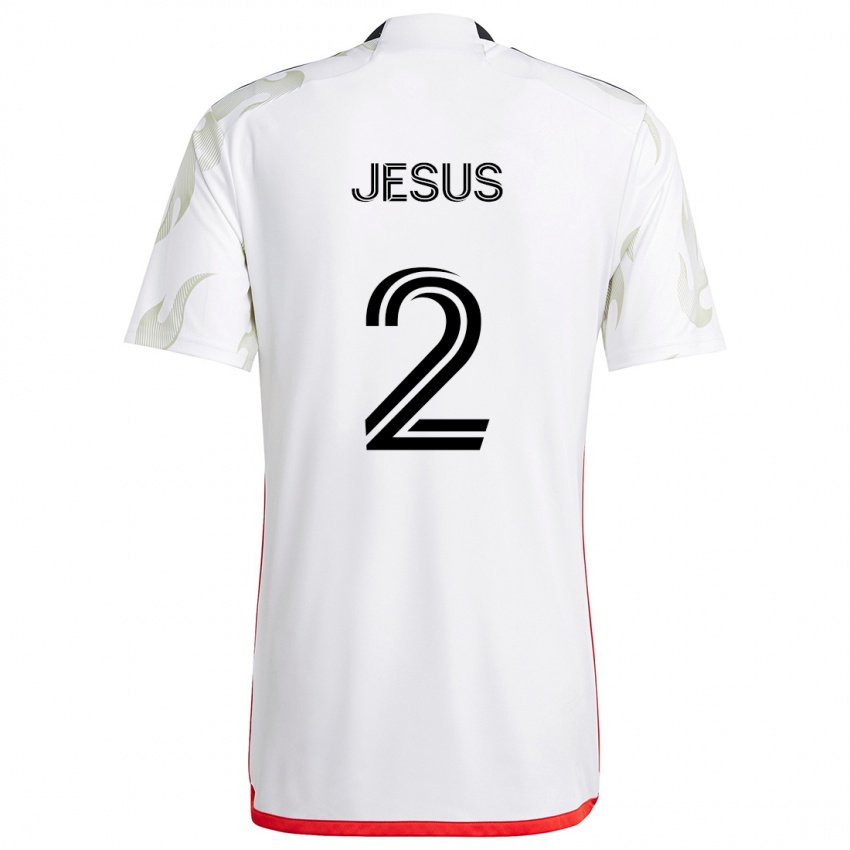 Niño Camiseta Geovane Jesus #2 Blanco Rojo Negro 2ª Equipación 2024/25 La Camisa México