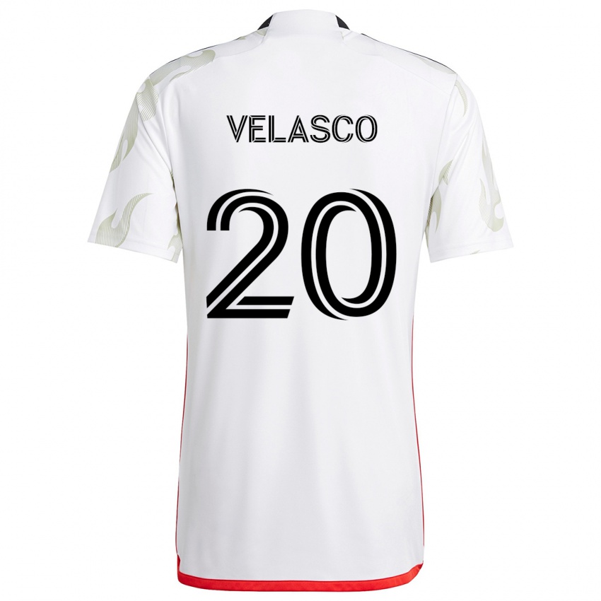 Niño Camiseta Alan Velasco #20 Blanco Rojo Negro 2ª Equipación 2024/25 La Camisa México