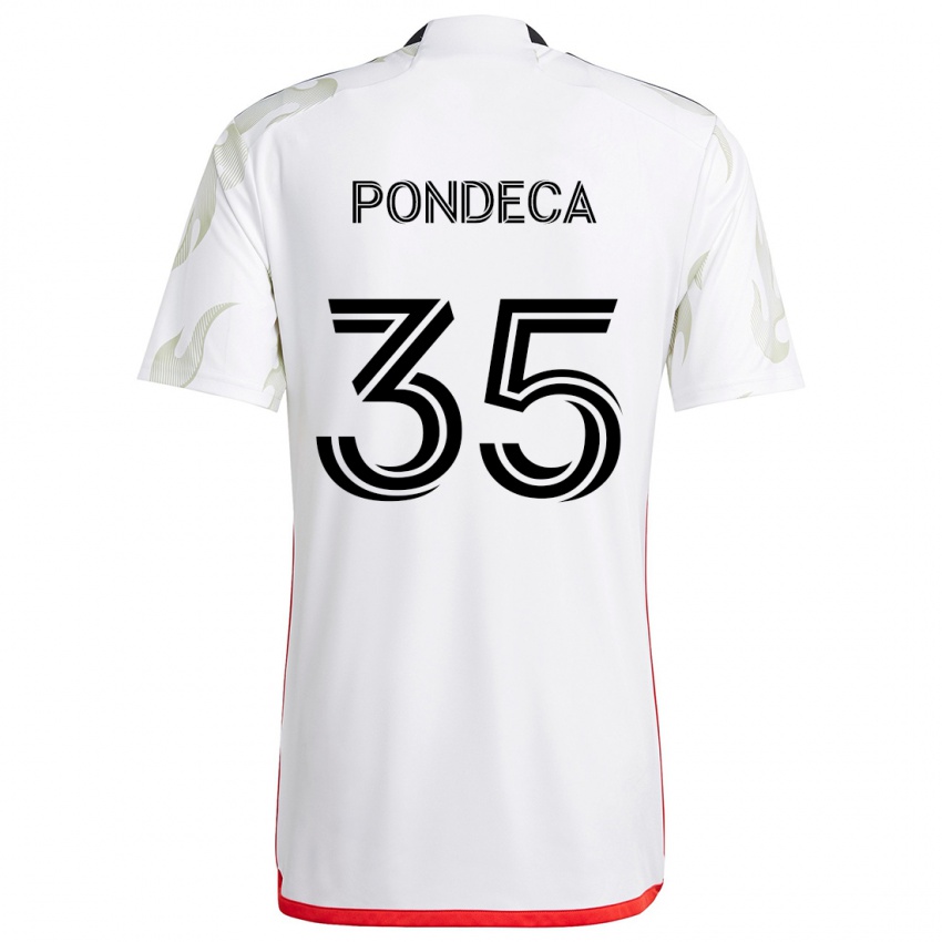 Niño Camiseta Tomas Pondeca #35 Blanco Rojo Negro 2ª Equipación 2024/25 La Camisa México