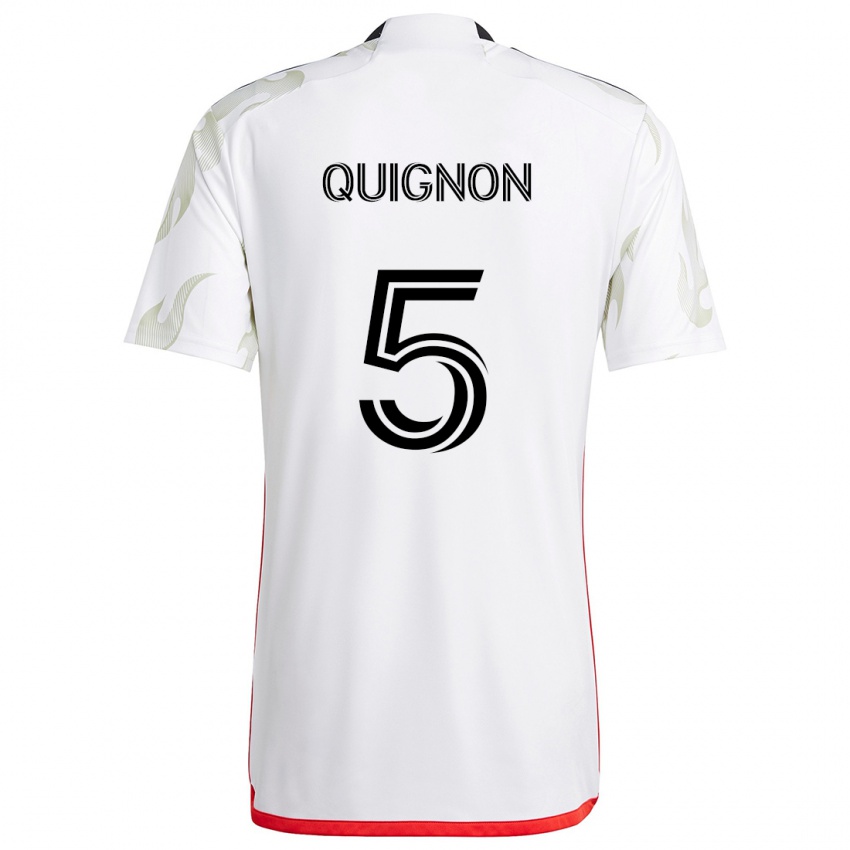 Niño Camiseta Facundo Quignón #5 Blanco Rojo Negro 2ª Equipación 2024/25 La Camisa México