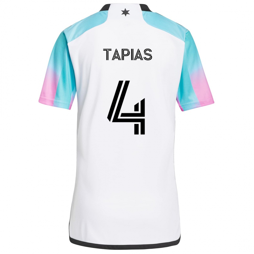 Niño Camiseta Miguel Tapias #4 Blanco Azul Negro 2ª Equipación 2024/25 La Camisa México