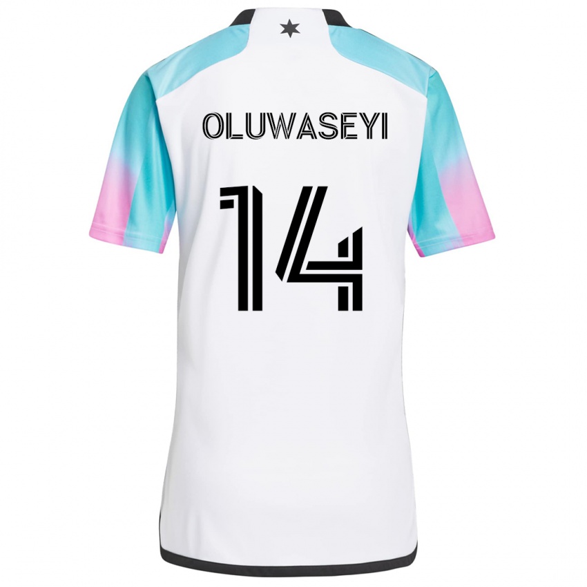 Niño Camiseta Tani Oluwaseyi #14 Blanco Azul Negro 2ª Equipación 2024/25 La Camisa México