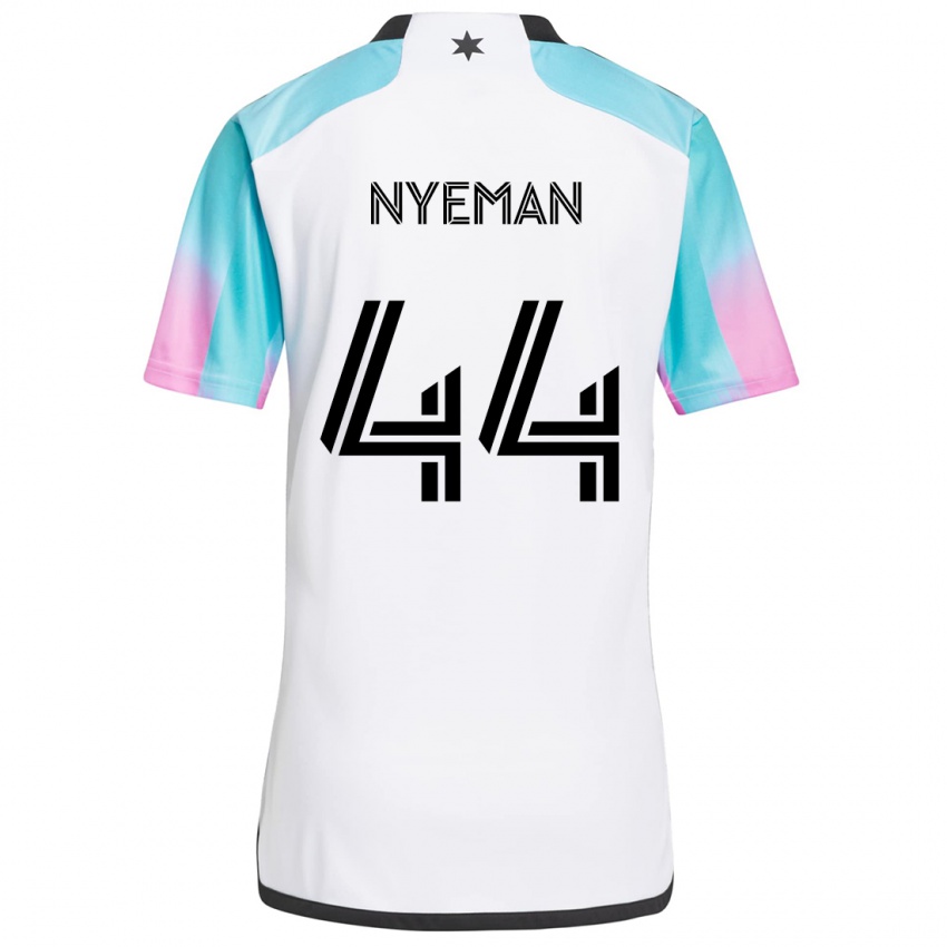 Niño Camiseta Moses Nyeman #44 Blanco Azul Negro 2ª Equipación 2024/25 La Camisa México