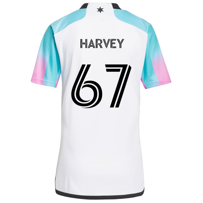 Niño Camiseta Carlos Harvey #67 Blanco Azul Negro 2ª Equipación 2024/25 La Camisa México