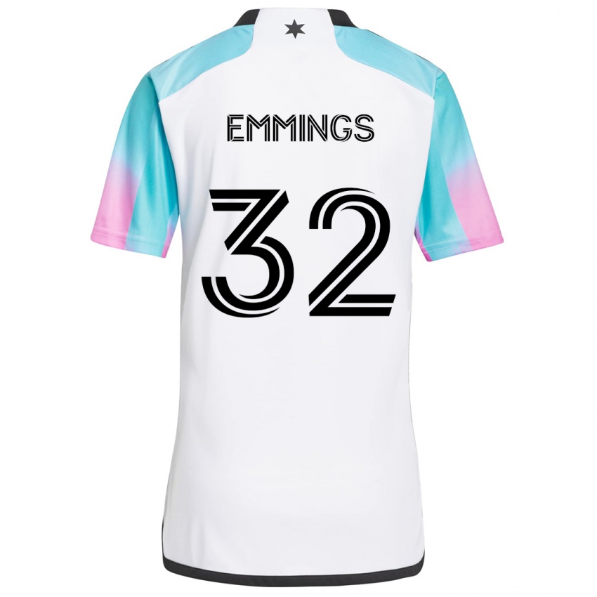 Niño Camiseta Fred Emmings #32 Blanco Azul Negro 2ª Equipación 2024/25 La Camisa México