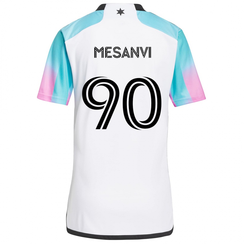 Niño Camiseta Loïc Mesanvi #90 Blanco Azul Negro 2ª Equipación 2024/25 La Camisa México