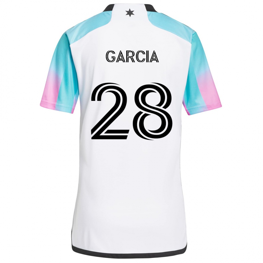 Niño Camiseta Mender García #28 Blanco Azul Negro 2ª Equipación 2024/25 La Camisa México