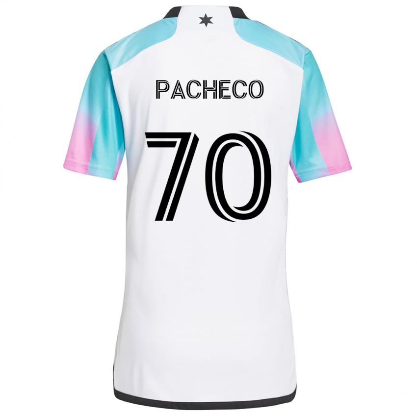 Niño Camiseta Diogo Pacheco #70 Blanco Azul Negro 2ª Equipación 2024/25 La Camisa México