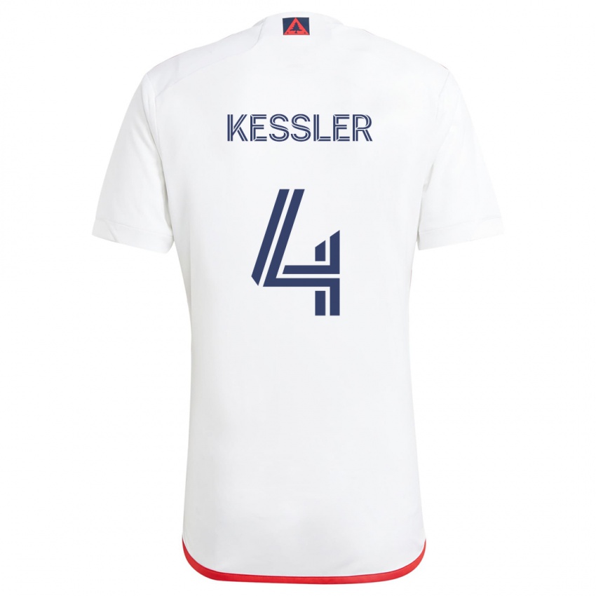 Niño Camiseta Henry Kessler #4 Blanco Rojo 2ª Equipación 2024/25 La Camisa México