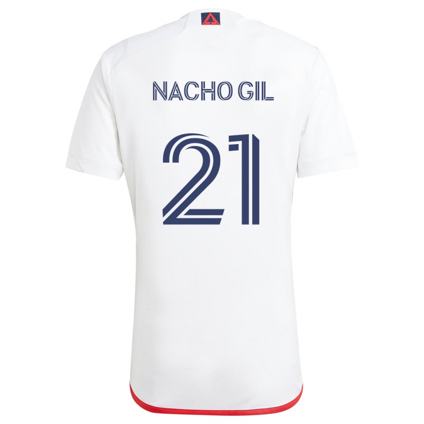 Niño Camiseta Nacho Gil #21 Blanco Rojo 2ª Equipación 2024/25 La Camisa México