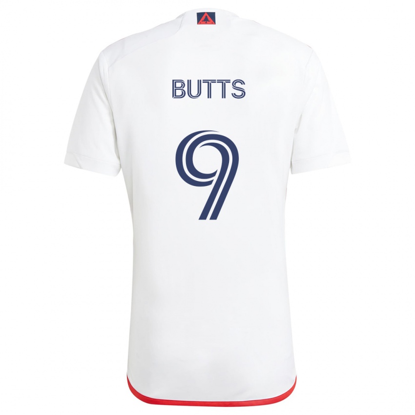 Niño Camiseta Liam Butts #9 Blanco Rojo 2ª Equipación 2024/25 La Camisa México