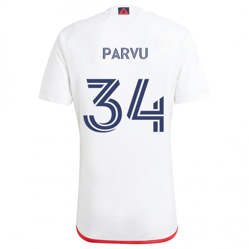 Niño Camiseta Alexandru Parvu #34 Blanco Rojo 2ª Equipación 2024/25 La Camisa México