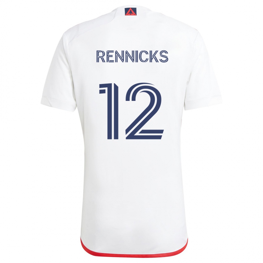 Niño Camiseta Justin Rennicks #12 Blanco Rojo 2ª Equipación 2024/25 La Camisa México