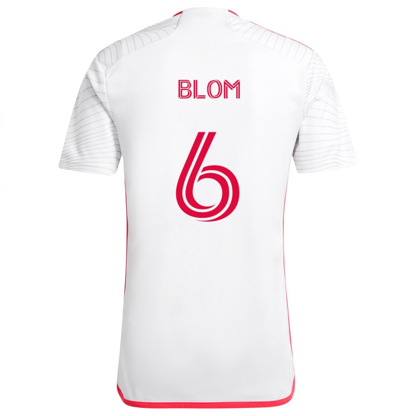 Niño Camiseta Njabulo Blom #6 Blanco Rojo 2ª Equipación 2024/25 La Camisa México