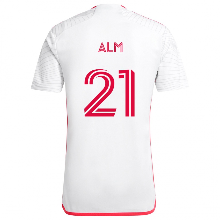 Niño Camiseta Rasmus Alm #21 Blanco Rojo 2ª Equipación 2024/25 La Camisa México