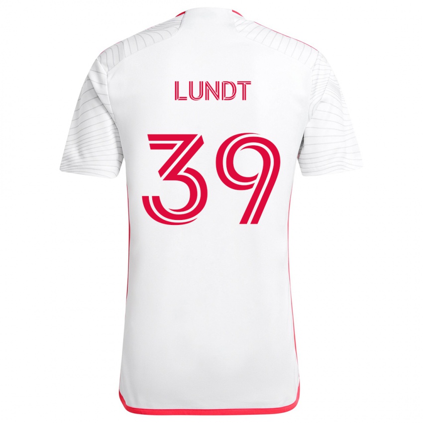 Niño Camiseta Ben Lundt #39 Blanco Rojo 2ª Equipación 2024/25 La Camisa México