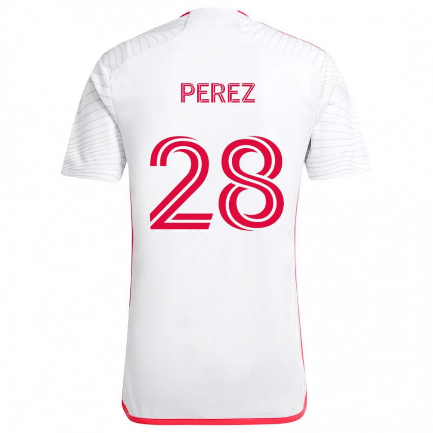 Niño Camiseta Miguel Perez #28 Blanco Rojo 2ª Equipación 2024/25 La Camisa México