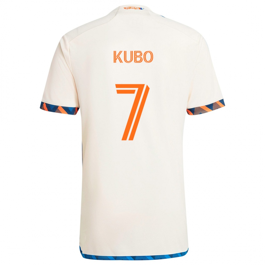 Niño Camiseta Yuya Kubo #7 Blanco Naranja 2ª Equipación 2024/25 La Camisa México