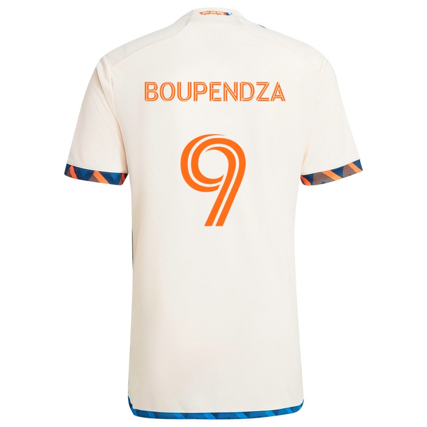 Niño Camiseta Aaron Boupendza #9 Blanco Naranja 2ª Equipación 2024/25 La Camisa México