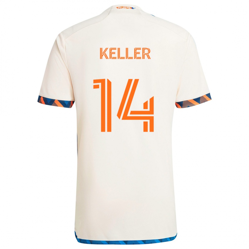 Niño Camiseta Kipp Keller #14 Blanco Naranja 2ª Equipación 2024/25 La Camisa México