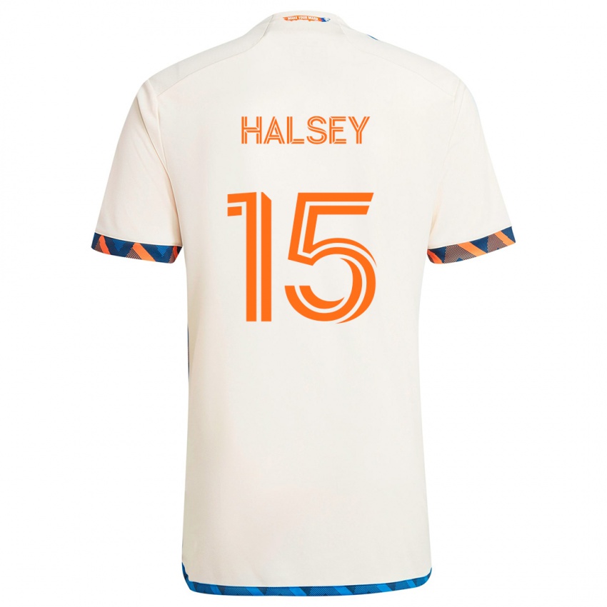 Niño Camiseta Bret Halsey #15 Blanco Naranja 2ª Equipación 2024/25 La Camisa México