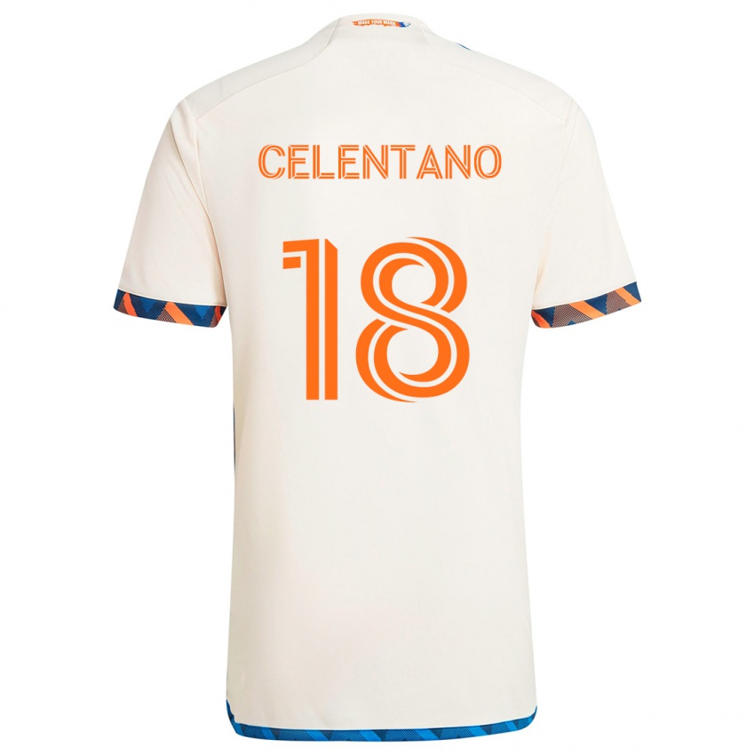 Niño Camiseta Roman Celentano #18 Blanco Naranja 2ª Equipación 2024/25 La Camisa México