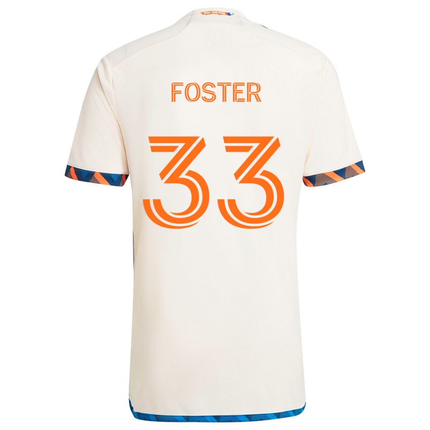 Niño Camiseta Isaiah Foster #33 Blanco Naranja 2ª Equipación 2024/25 La Camisa México