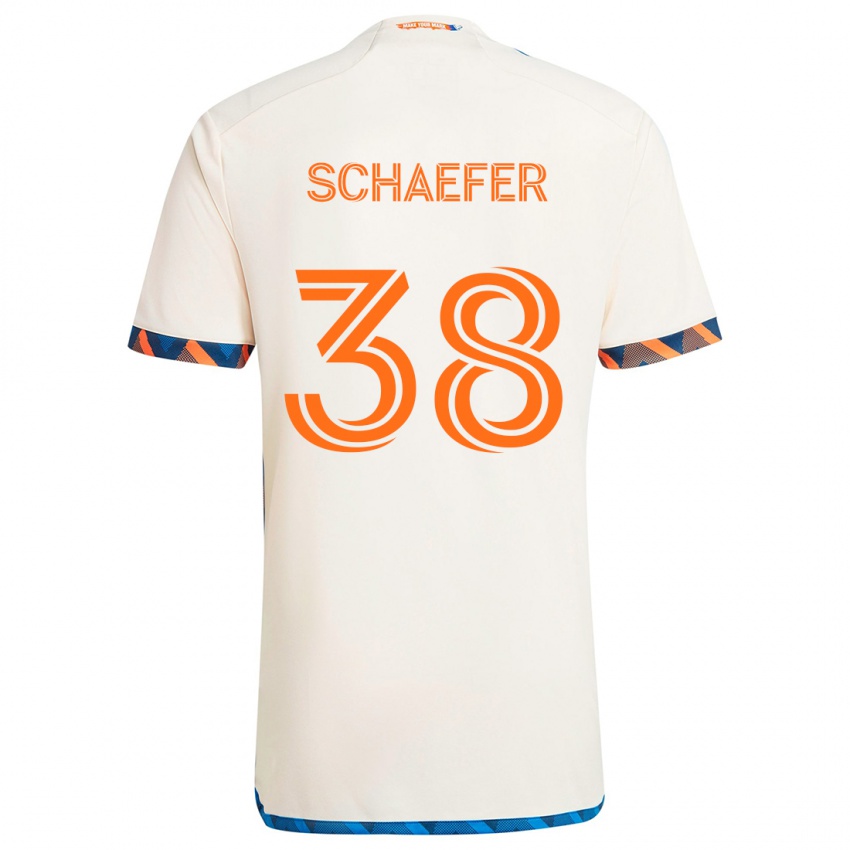 Niño Camiseta Brian Schaefer #38 Blanco Naranja 2ª Equipación 2024/25 La Camisa México