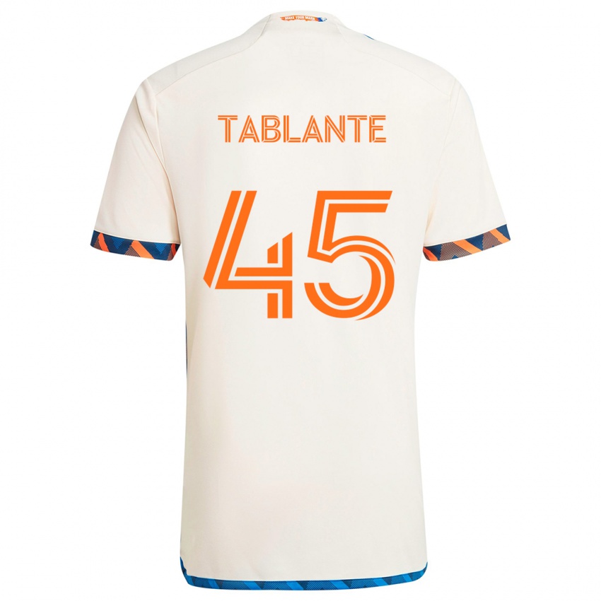 Niño Camiseta Moises Tablante #45 Blanco Naranja 2ª Equipación 2024/25 La Camisa México