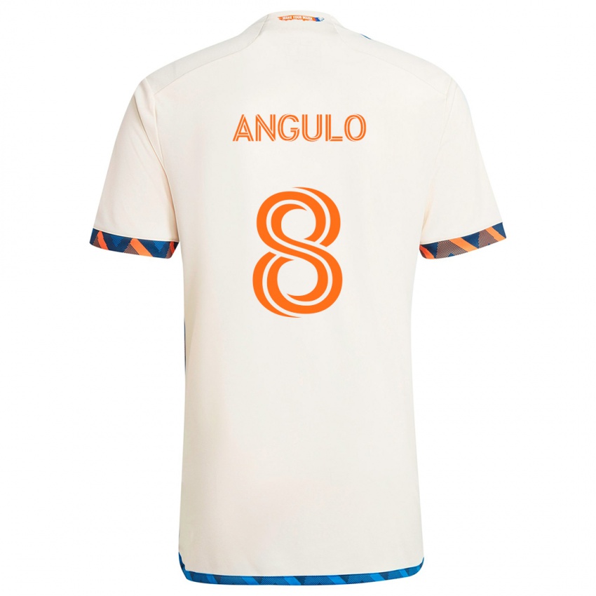 Niño Camiseta Marco Angulo #8 Blanco Naranja 2ª Equipación 2024/25 La Camisa México