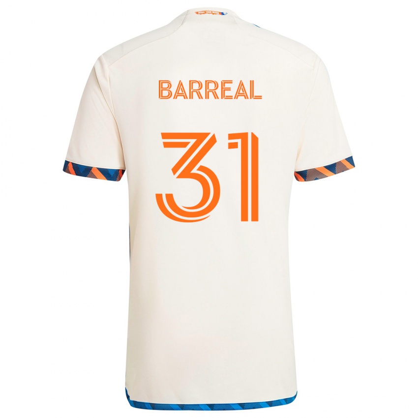 Niño Camiseta Álvaro Barreal #31 Blanco Naranja 2ª Equipación 2024/25 La Camisa México