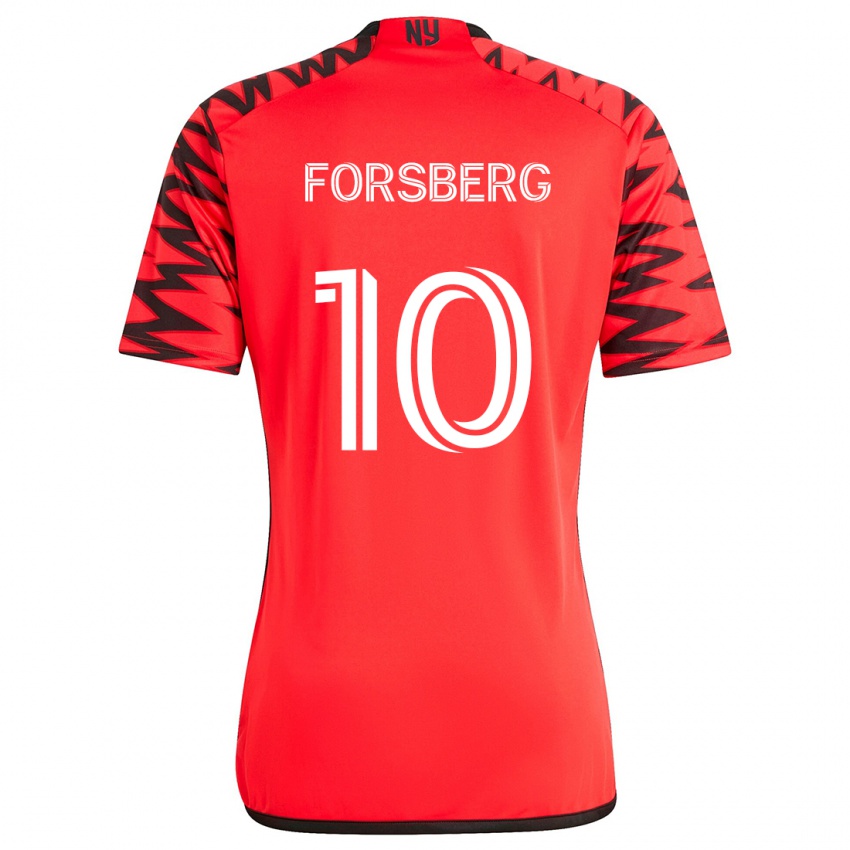 Niño Camiseta Emil Forsberg #10 Rojo Negro Blanco 2ª Equipación 2024/25 La Camisa México