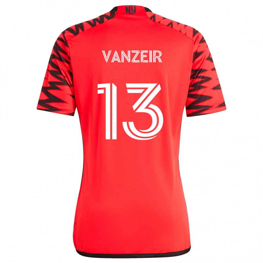 Niño Camiseta Dante Vanzeir #13 Rojo Negro Blanco 2ª Equipación 2024/25 La Camisa México