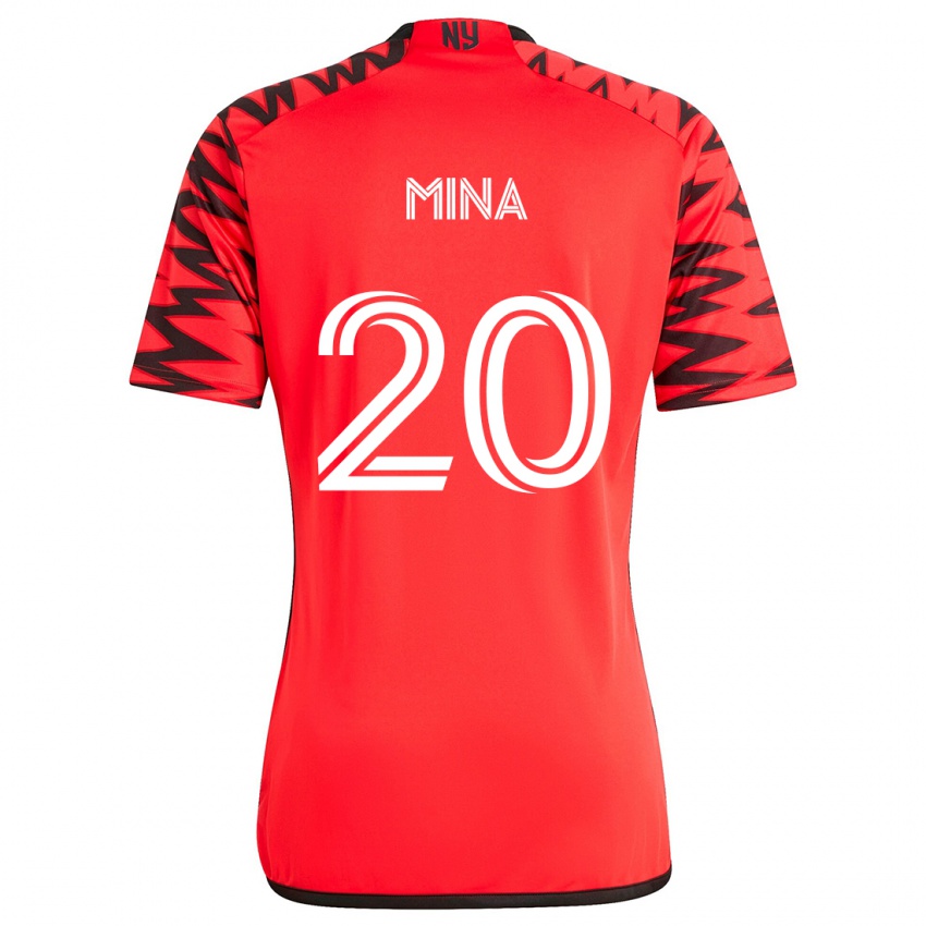 Niño Camiseta Juan Mina #20 Rojo Negro Blanco 2ª Equipación 2024/25 La Camisa México