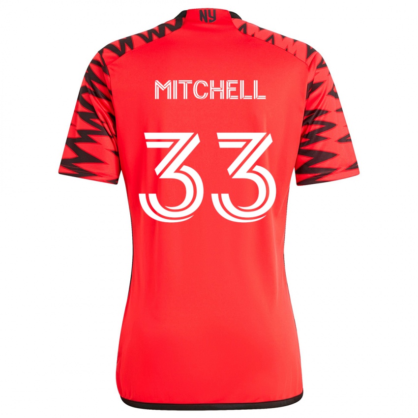 Niño Camiseta Roald Mitchell #33 Rojo Negro Blanco 2ª Equipación 2024/25 La Camisa México