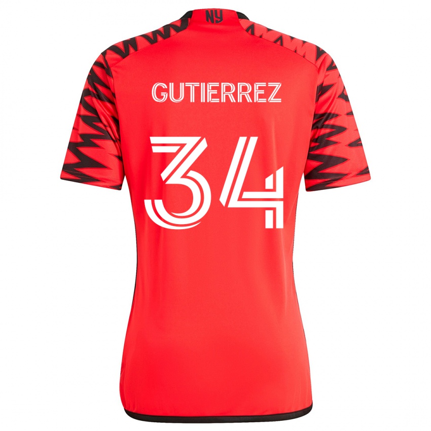 Niño Camiseta Juan Gutierrez #34 Rojo Negro Blanco 2ª Equipación 2024/25 La Camisa México