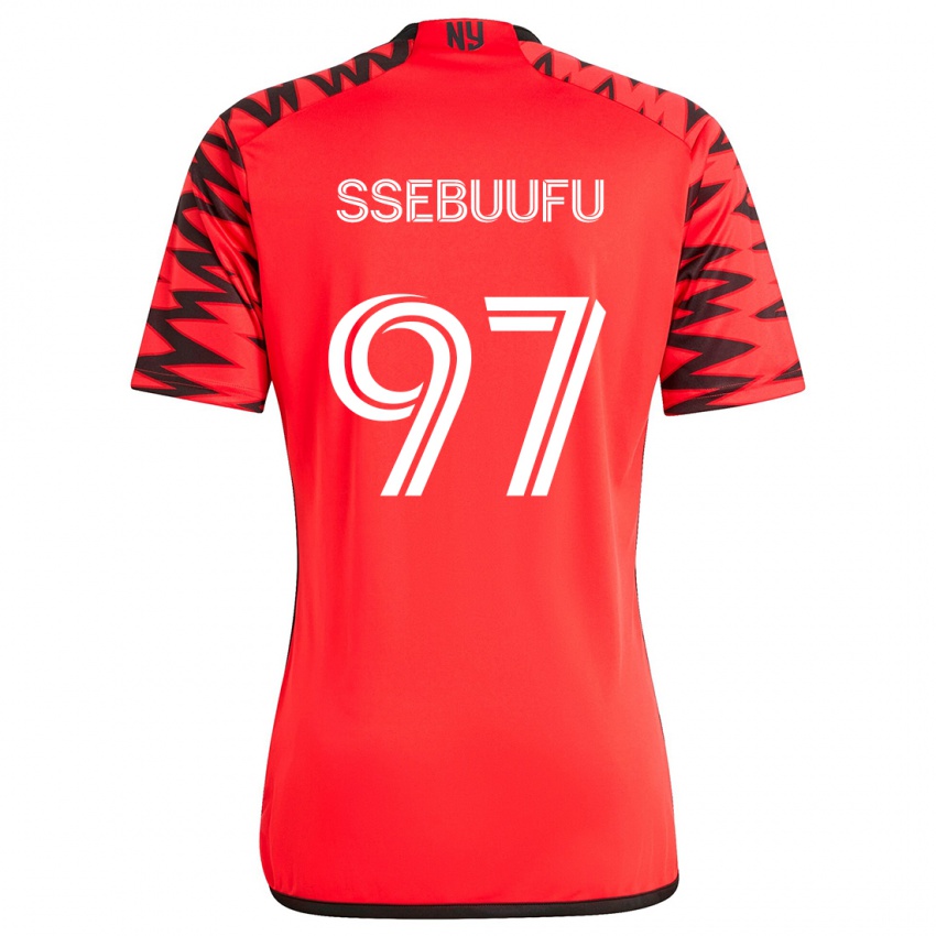 Niño Camiseta Frank Ssebuufu #97 Rojo Negro Blanco 2ª Equipación 2024/25 La Camisa México