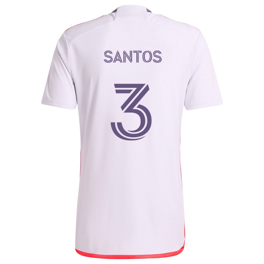 Niño Camiseta Rafael Santos #3 Blanco Rojo Púrpura 2ª Equipación 2024/25 La Camisa México