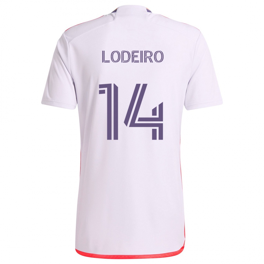 Niño Camiseta Nicolás Lodeiro #14 Blanco Rojo Púrpura 2ª Equipación 2024/25 La Camisa México