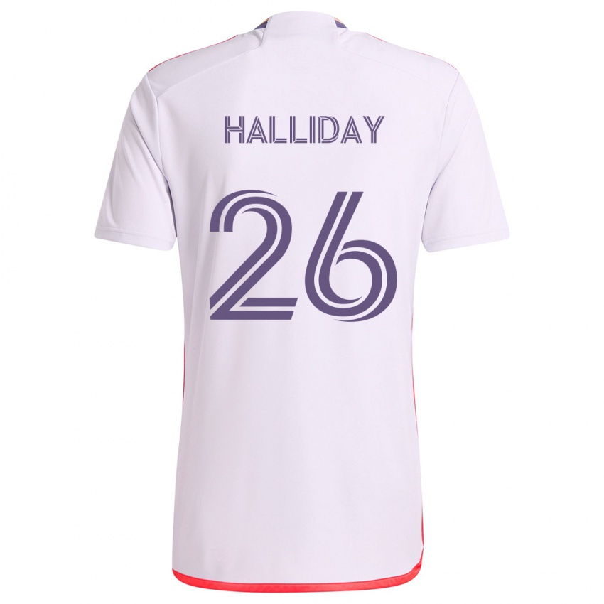 Niño Camiseta Michael Halliday #26 Blanco Rojo Púrpura 2ª Equipación 2024/25 La Camisa México