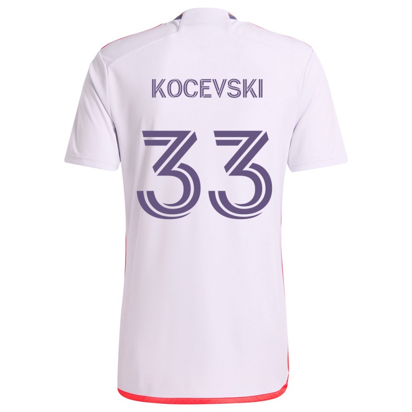 Niño Camiseta Jeorgio Kocevski #33 Blanco Rojo Púrpura 2ª Equipación 2024/25 La Camisa México