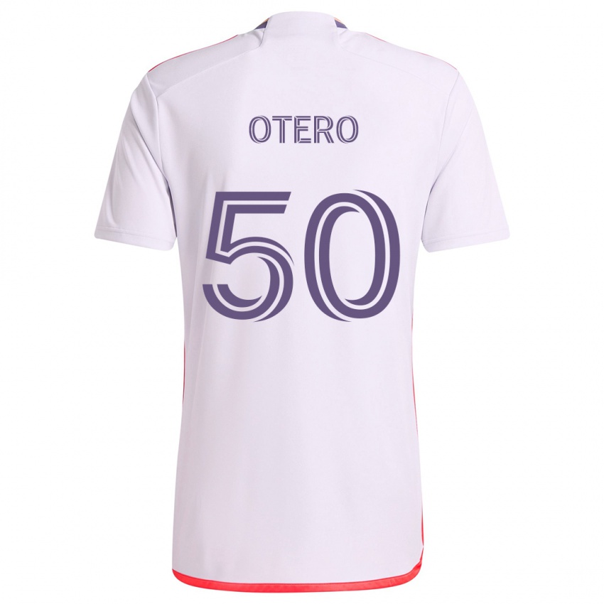 Niño Camiseta Javier Otero #50 Blanco Rojo Púrpura 2ª Equipación 2024/25 La Camisa México