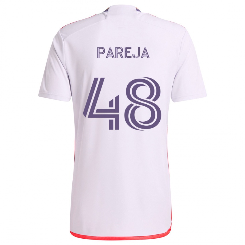 Niño Camiseta Diego Pareja #48 Blanco Rojo Púrpura 2ª Equipación 2024/25 La Camisa México