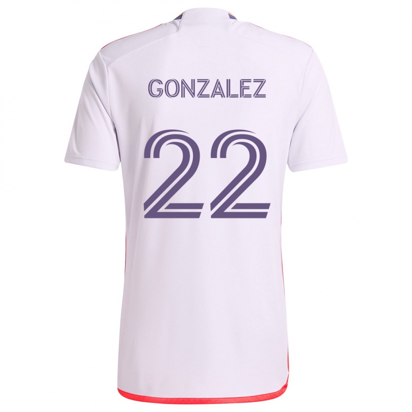 Niño Camiseta Gastón González #22 Blanco Rojo Púrpura 2ª Equipación 2024/25 La Camisa México