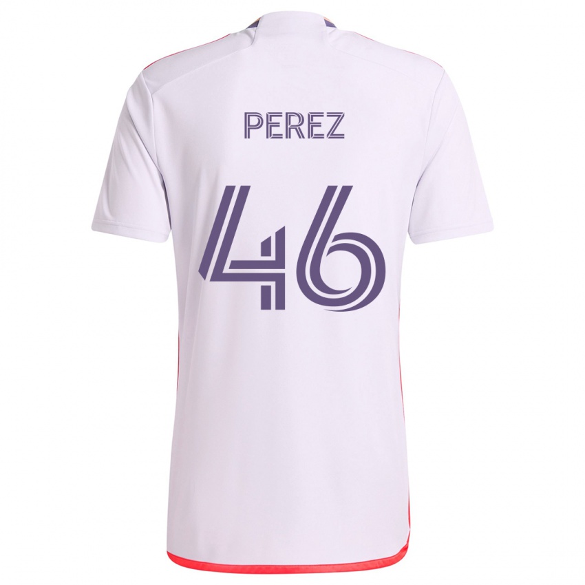 Niño Camiseta Franco Pérez #46 Blanco Rojo Púrpura 2ª Equipación 2024/25 La Camisa México