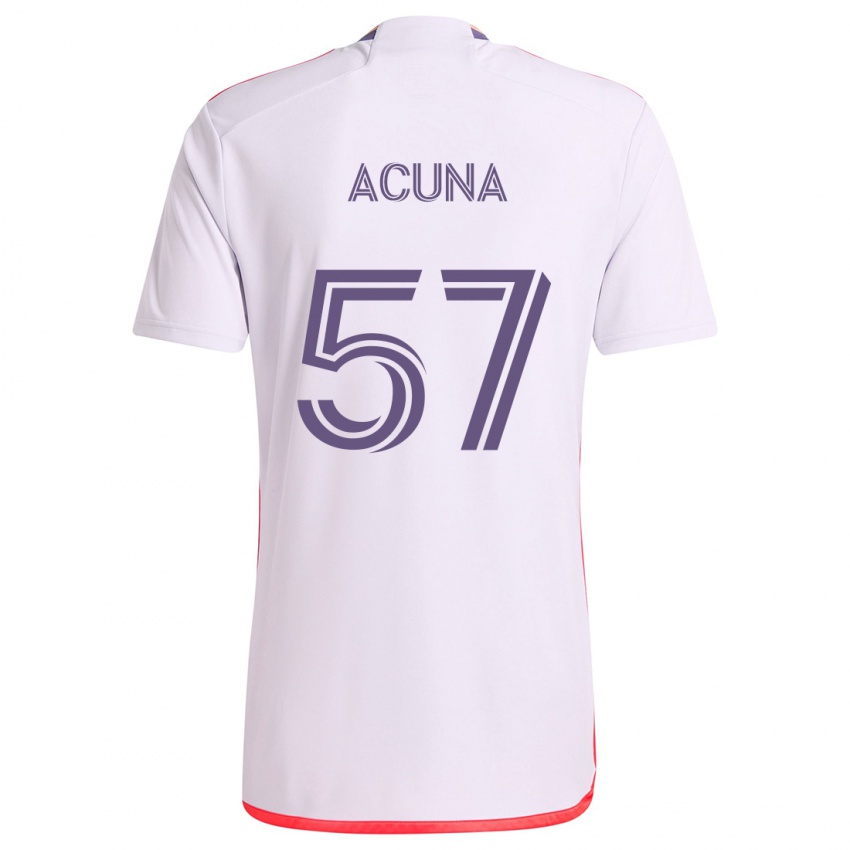 Niño Camiseta Cristofer Acuña #57 Blanco Rojo Púrpura 2ª Equipación 2024/25 La Camisa México